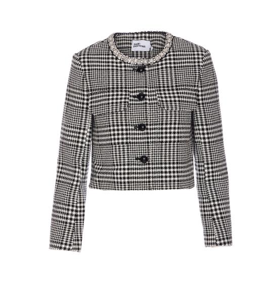 25FW 셀프 포트레이트 수트 자켓 111J BLACK AND WHITE Grey