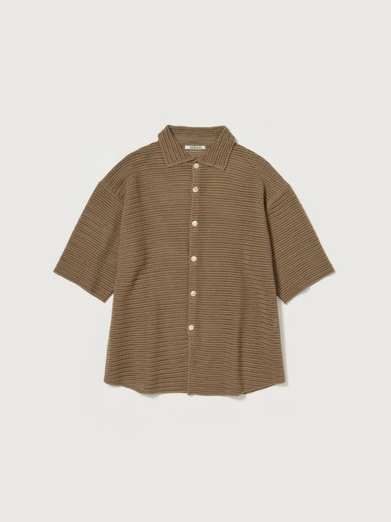  오라리 반팔 셔츠 오랄리 코튼 메시 니트 반팔  카키 브라운