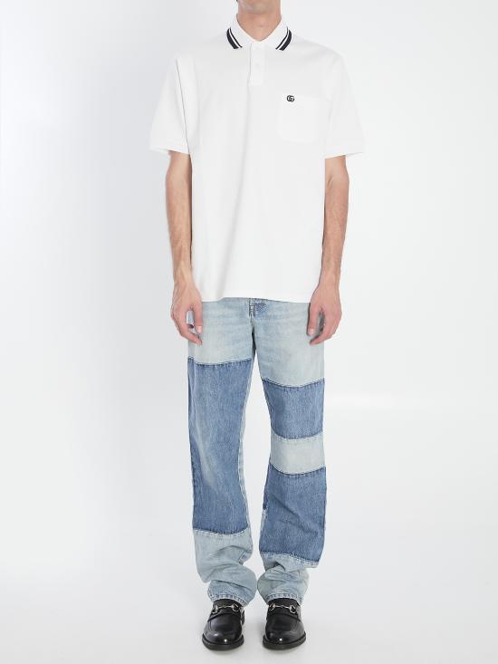 25FW 구찌 자수 스트레치 코튼 폴로 셔츠 795174 WHITE - GUCCI