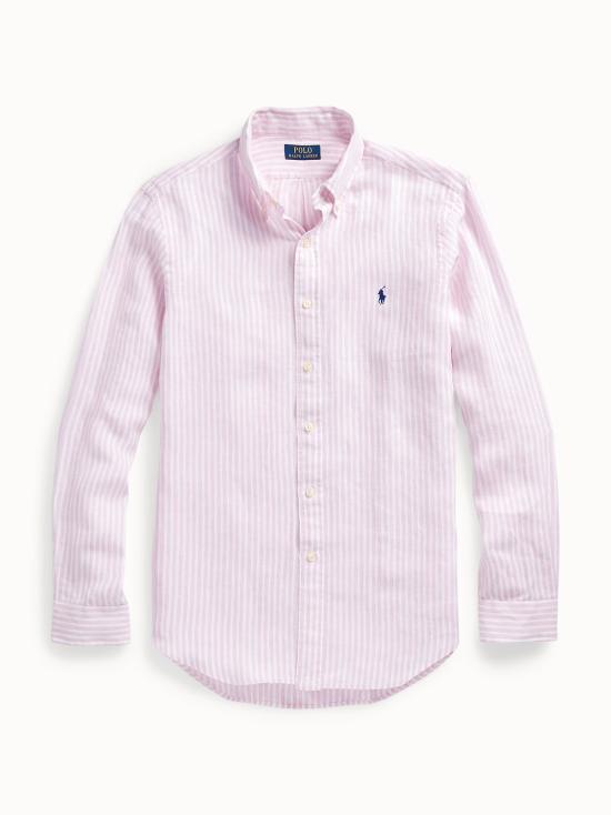 25SS 폴로 랄프로렌 긴팔 셔츠 710873446 002 PINK WHITE