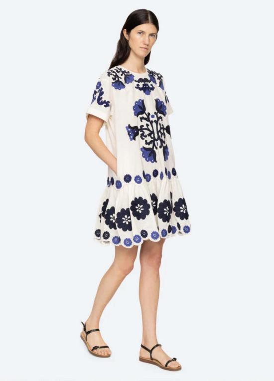  씨뉴욕 숏 원피스 Sea Ny Catrine 아플리케 티셔츠 미니 드레스 - SEA NY