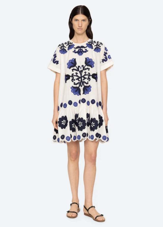  씨뉴욕 숏 원피스 Sea Ny Catrine 아플리케 티셔츠 미니 드레스 - SEA NY