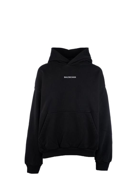 26SS 발렌시아가 미디엄 핏 후드 티셔츠 767877TRVJ3 1569 FADED BLACK WHITE