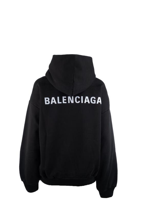 26SS 발렌시아가 미디엄 핏 후드 티셔츠 767877TRVJ3 1569 FADED BLACK WHITE - BALENCIAGA