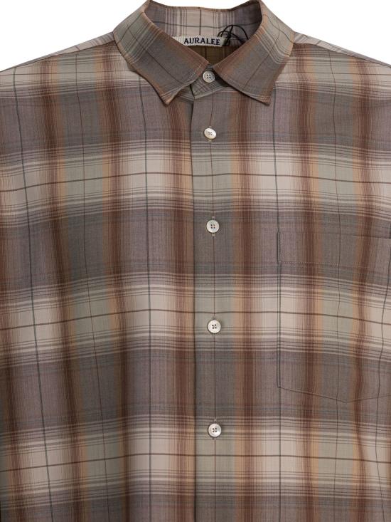  오라리 긴팔 셔츠 A25SS01LC GRAY BROWN CHECK DOM - AURALEE