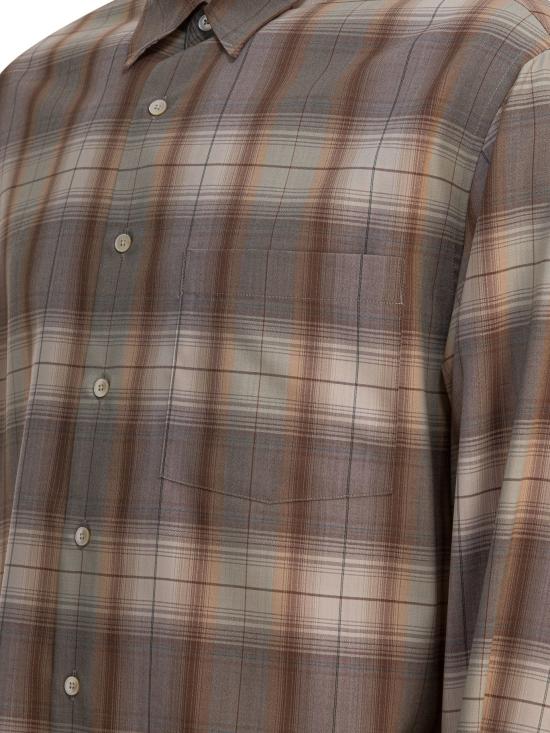  오라리 긴팔 셔츠 A25SS01LC GRAY BROWN CHECK DOM - AURALEE
