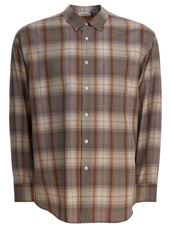  오라리 긴팔 셔츠 A25SS01LC GRAY BROWN CHECK DOM