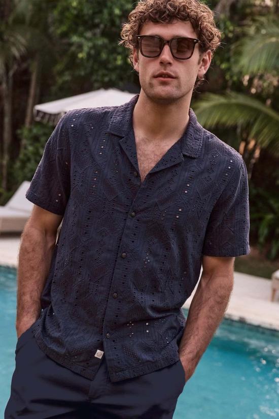  Marine Layer 긴팔 셔츠 마린 레이어 5시 리조트  인디아 잉크