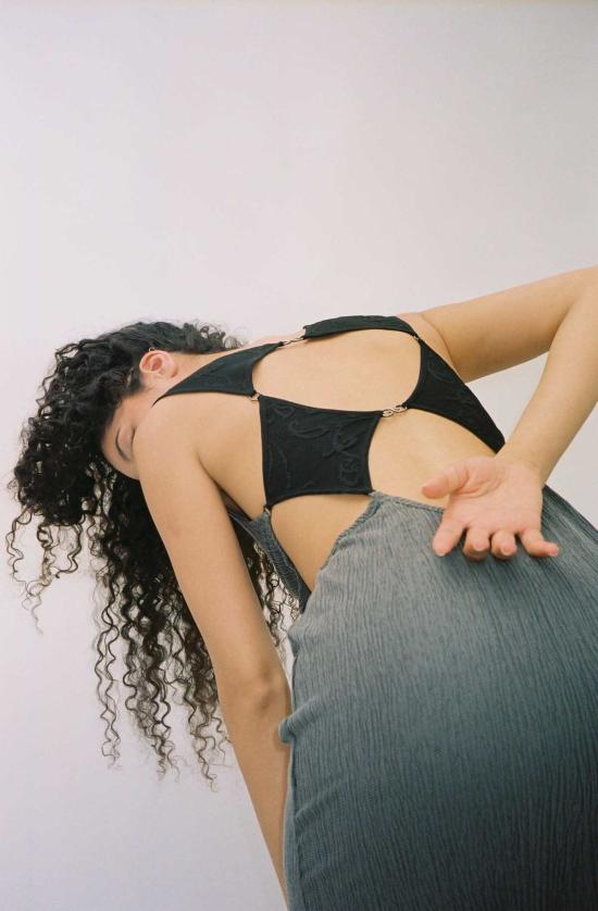  제이킴 롱 원피스 J.Kim 격자무늬 드레스 그레이 - J.KIM