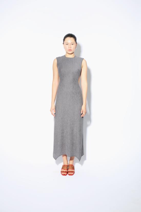  제이킴 롱 원피스 J.Kim 격자무늬 드레스 그레이