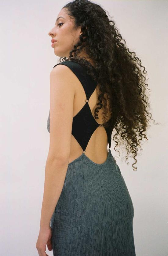  제이킴 롱 원피스 J.Kim 격자무늬 드레스 그레이 - J.KIM