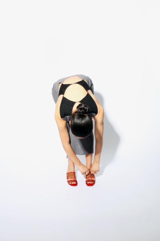  제이킴 롱 원피스 J.Kim 격자무늬 드레스 그레이 - J.KIM