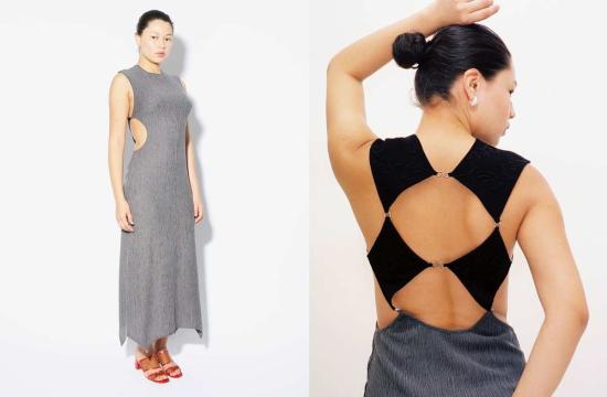  제이킴 롱 원피스 J.Kim 격자무늬 드레스 그레이 - J.KIM