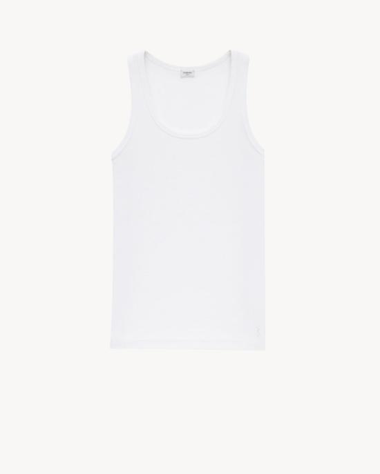 25SS 생로랑 민소매 티셔츠 824583YB2MH 9000 WHITE