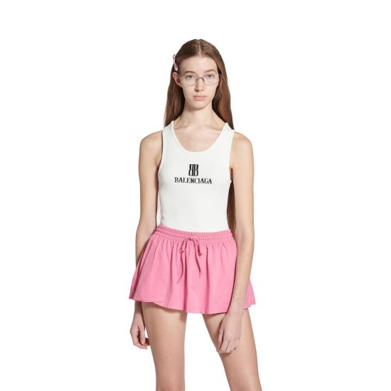 25FW 발렌시아가 민소매 티셔츠 835500T5231 9040 WHITE BLACK - BALENCIAGA