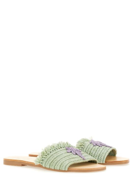  마네비 샌들 P56Y0 FRINGEDKNOTSRAFFIASAGEWITHWISTERIALILACPALM - MANEBI