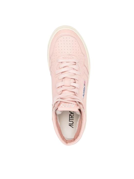 25SS 오트리 메달리스트 미드 레더 스니커즈 AUMWGG28R PEACH PINK PURPLE - AUTRY
