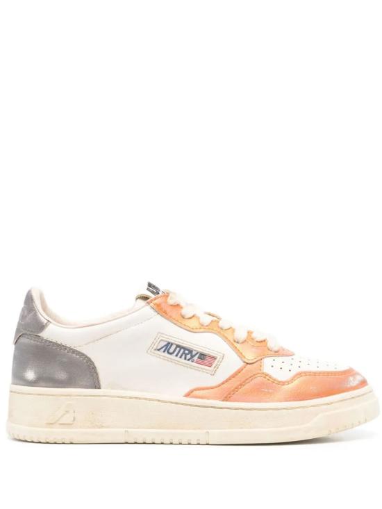 25SS 오트리 슈퍼 빈티지 메달리스트 로우 레더 스니커즈 AVLWMT02R METAL YELLOW ORANGE