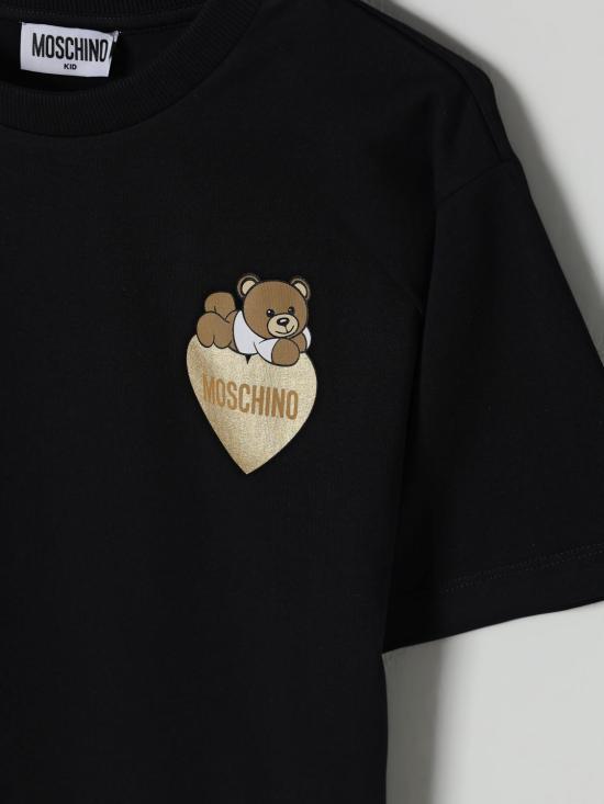 25SS [키즈] 모스키노 티셔츠 HGM060LBA11 60100 Black - MOSCHINO