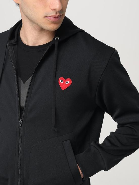 26SS 꼼데가르송 레드 하트 후드 집업 AXT172051 1 Black - COMME DES GARCONS