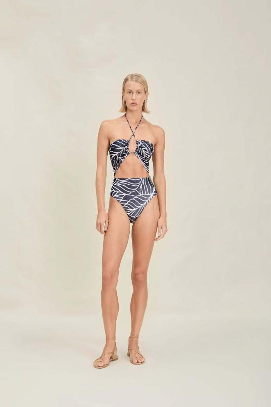  데본 윈저 원피스 수영복 아말 풀피스 수영복 네이비 팜