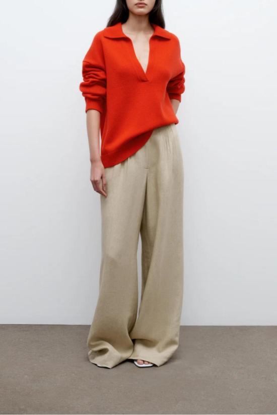  티더블유피 스트레이트 팬츠 워시드 리넨 소재의 Twp 미니 플리츠 팬츠 사파리 수트 팬츠