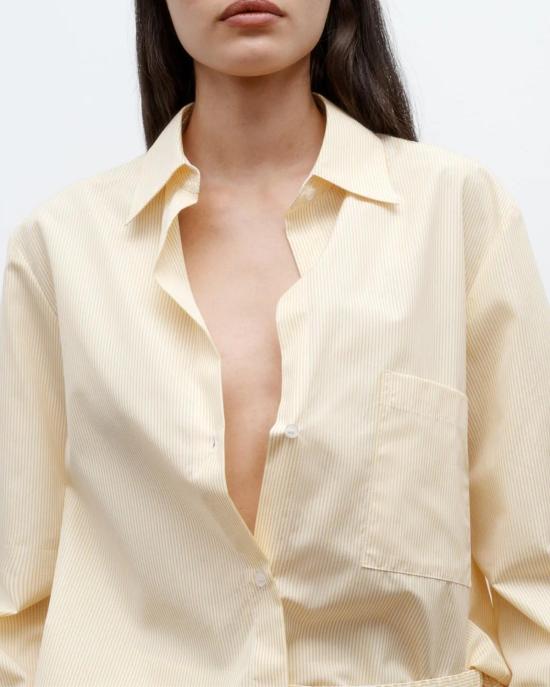  티더블유피 셔츠 코튼 뱅커 스트라이프 아이보리 옐로우 Twp Next Morning 셔츠 - TWP