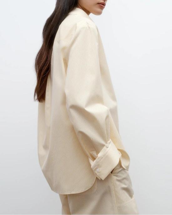  티더블유피 셔츠 코튼 뱅커 스트라이프 아이보리 옐로우 Twp Next Morning 셔츠 - TWP