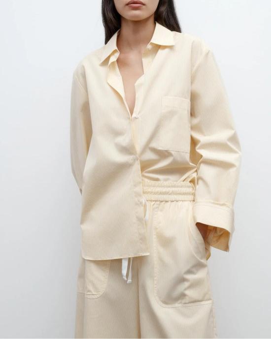  티더블유피 셔츠 코튼 뱅커 스트라이프 아이보리 옐로우 Twp Next Morning 셔츠 - TWP