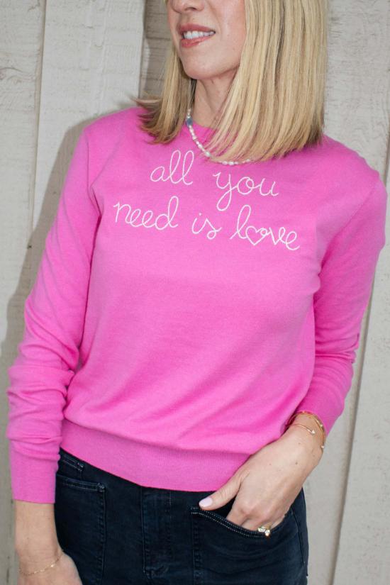  링구아 프랑카 스웨터 'All You Need Is Love' 크루넥
