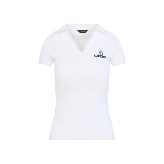 25FW 발렌시아가 폴로 티셔츠 835501 T5231 9040 WHITE BLACK - BALENCIAGA