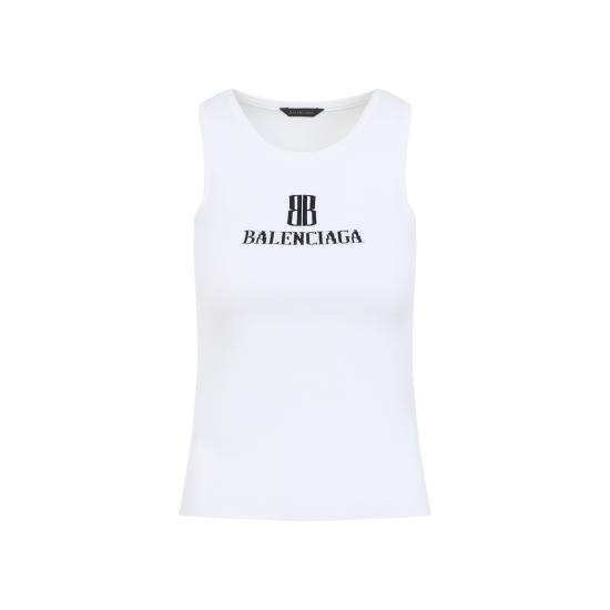 25FW 발렌시아가 민소매 티셔츠 835500 T5231 9040 WHITE BLACK - BALENCIAGA