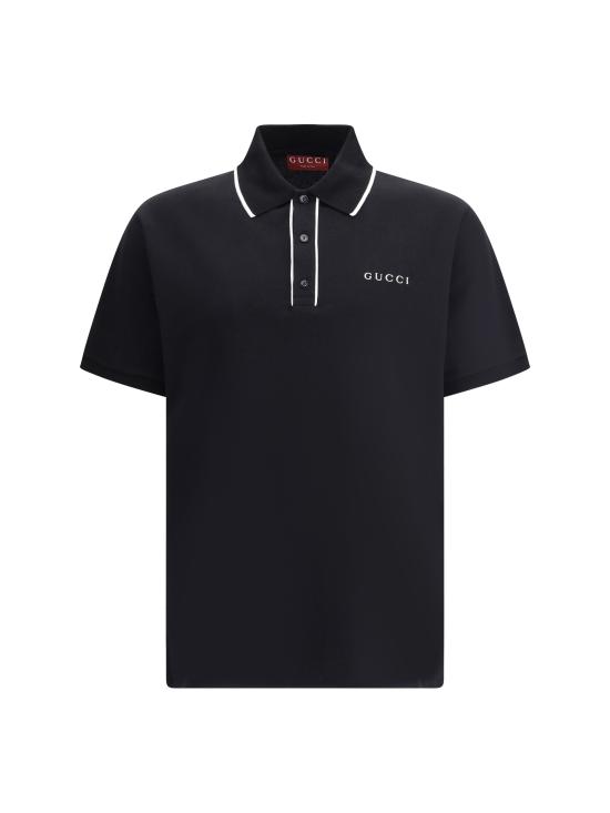26SS 구찌 자수 코튼 피케 폴로 셔츠 806250XJHHO 1043 BLACK