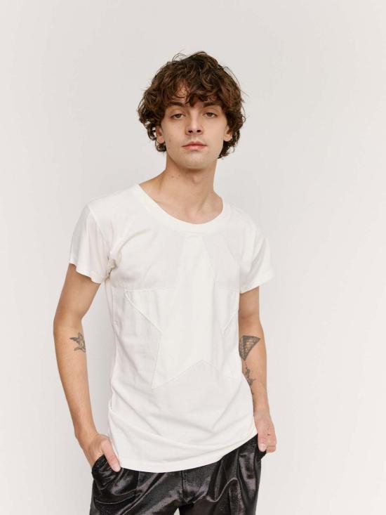  MM6 메종마르지엘라 반팔 티셔츠 Mm6 메종 마르지엘라 패치워크 슬림 티셔츠