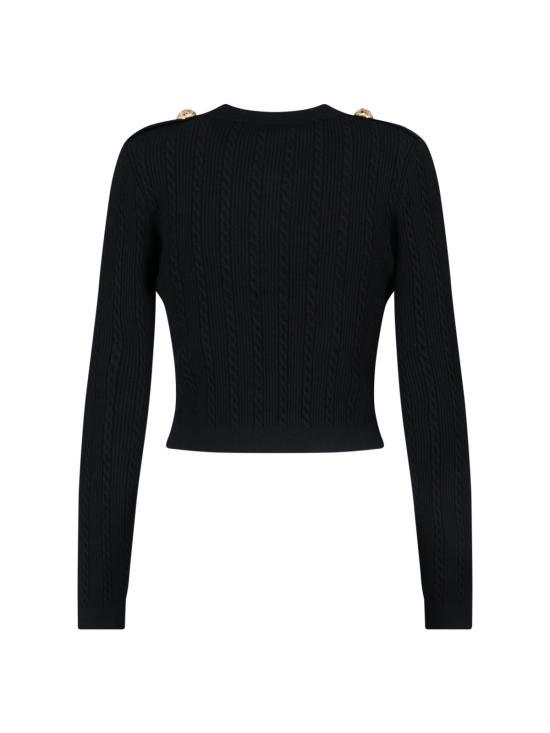 25FW 발망 리브드 앤 브레이디드 가디건  FF1KL245KI50 0PA Black - BALMAIN