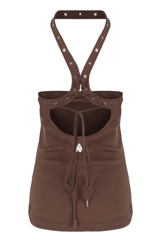  디 아티코 민소매 티셔츠 242WCT238J038590 brown - THE ATTICO