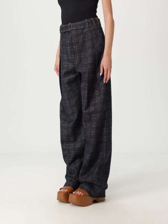 25FW 버버리 하이 라이즈 와이드 체크 데님 진 8110727 Blue - BURBERRY