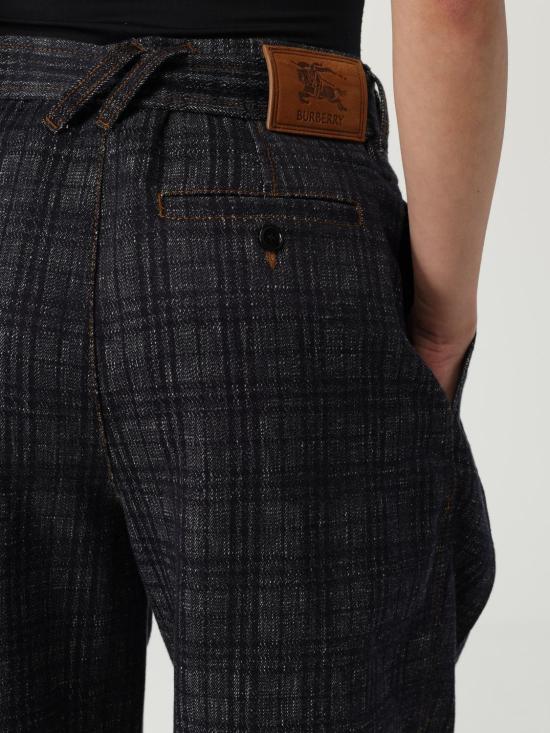 25FW 버버리 하이 라이즈 와이드 체크 데님 진 8110727 Blue - BURBERRY