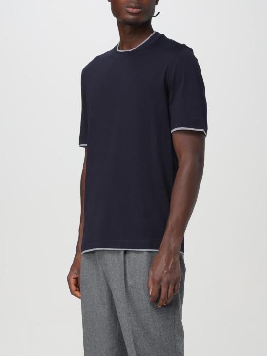 25FW 브루넬로 쿠치넬리 자수 로고 티셔츠 M0B137427 CW893 Blue 1 - BRUNELLO CUCINELLI