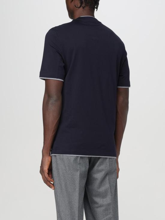 25FW 브루넬로 쿠치넬리 자수 로고 티셔츠 M0B137427 CW893 Blue 1 - BRUNELLO CUCINELLI