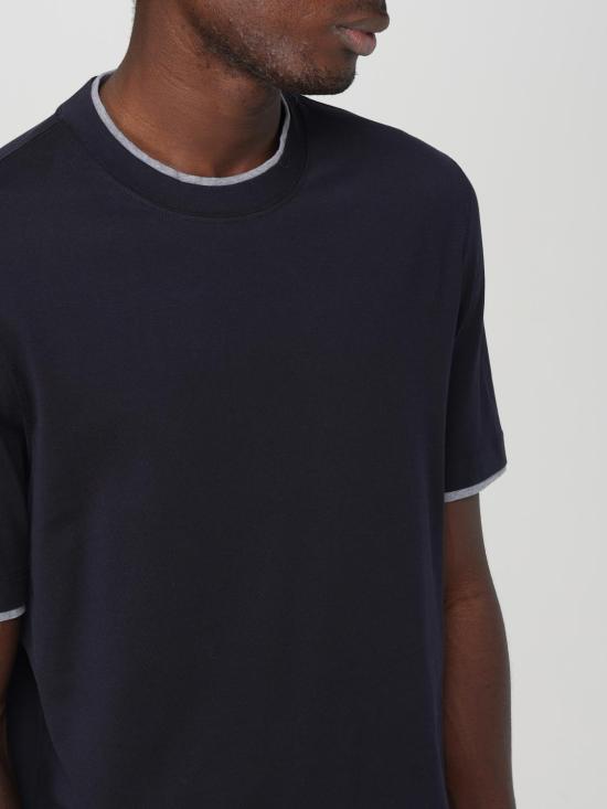 25FW 브루넬로 쿠치넬리 자수 로고 티셔츠 M0B137427 CW893 Blue 1 - BRUNELLO CUCINELLI