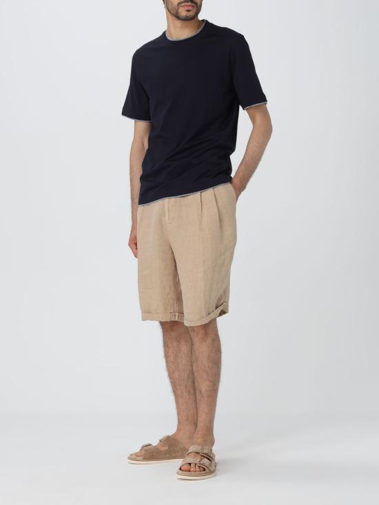 25FW 브루넬로 쿠치넬리 자수 로고 티셔츠 M0B137427 CW893 Navy - BRUNELLO CUCINELLI