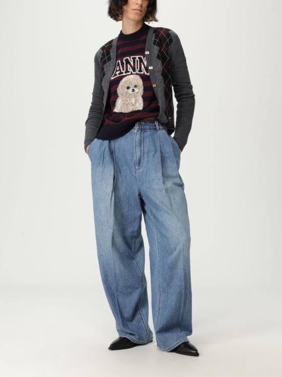 25FW 가니 파인 메리노 아가일 가디건 K2284 523 Grey - GANNI