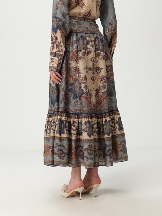 25FW 짐머만 롱 스커트 3479SSS253 BLCMINFLO Blue - ZIMMERMANN