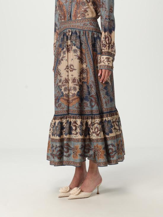 25FW 짐머만 롱 스커트 3479SSS253 BLCMINFLO Blue - ZIMMERMANN