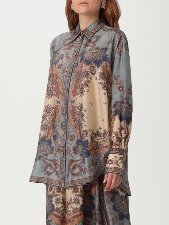 25FW 짐머만 셔츠 3498TSS253 BLCMINFLO Blue - ZIMMERMANN