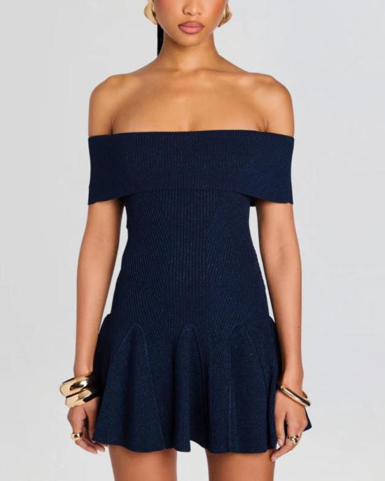  레트로페테 숏 원피스 에리카 니트 드레스 메탈릭 네이비 - RETROFETE