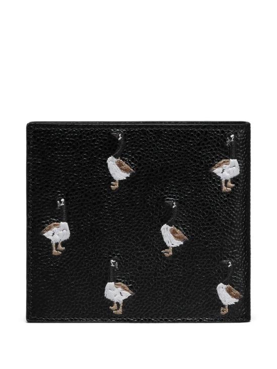 25FW 톰브라운 페블 그레인 구스 자수 반지갑 UAW072A00198 BLACK - THOM BROWNE