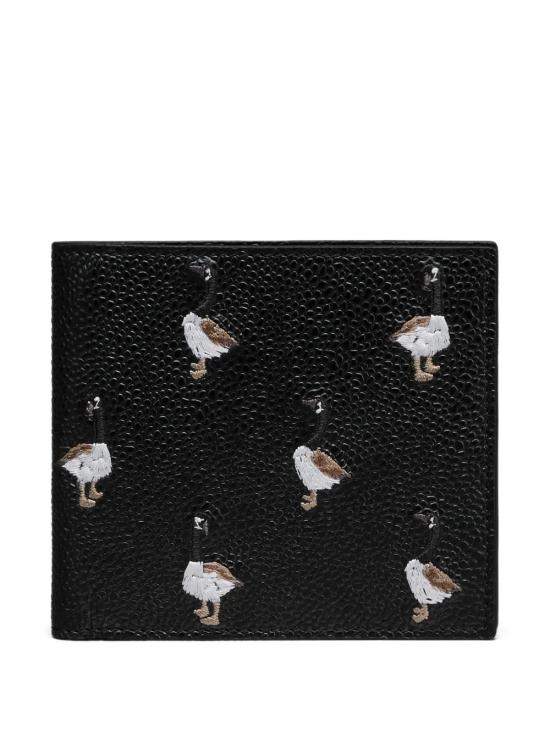 25FW 톰브라운 페블 그레인 구스 자수 반지갑 UAW072A00198 BLACK - THOM BROWNE