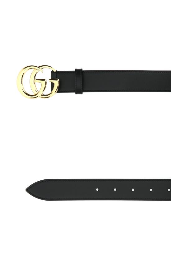 26FW 구찌 GG 마몽 샤이니 버클 레더 벨트 4068310YA0G 1000 Black - GUCCI